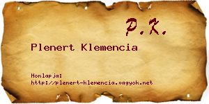 Plenert Klemencia névjegykártya